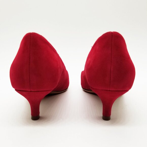 Naturalizer Pippa Suede Pumps 6.5M Red Pointy Toe Kitten Heel Comfort Cushion - Picture 6 of 16